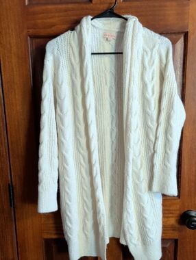 Knox Rose Cream Cable Knit Open-Front Cardigan